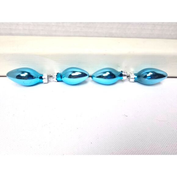 Mercury Glass Light Bulb Christmas Ornaments Highly Reflective 4 Sky Blue - Picture 2 of 4